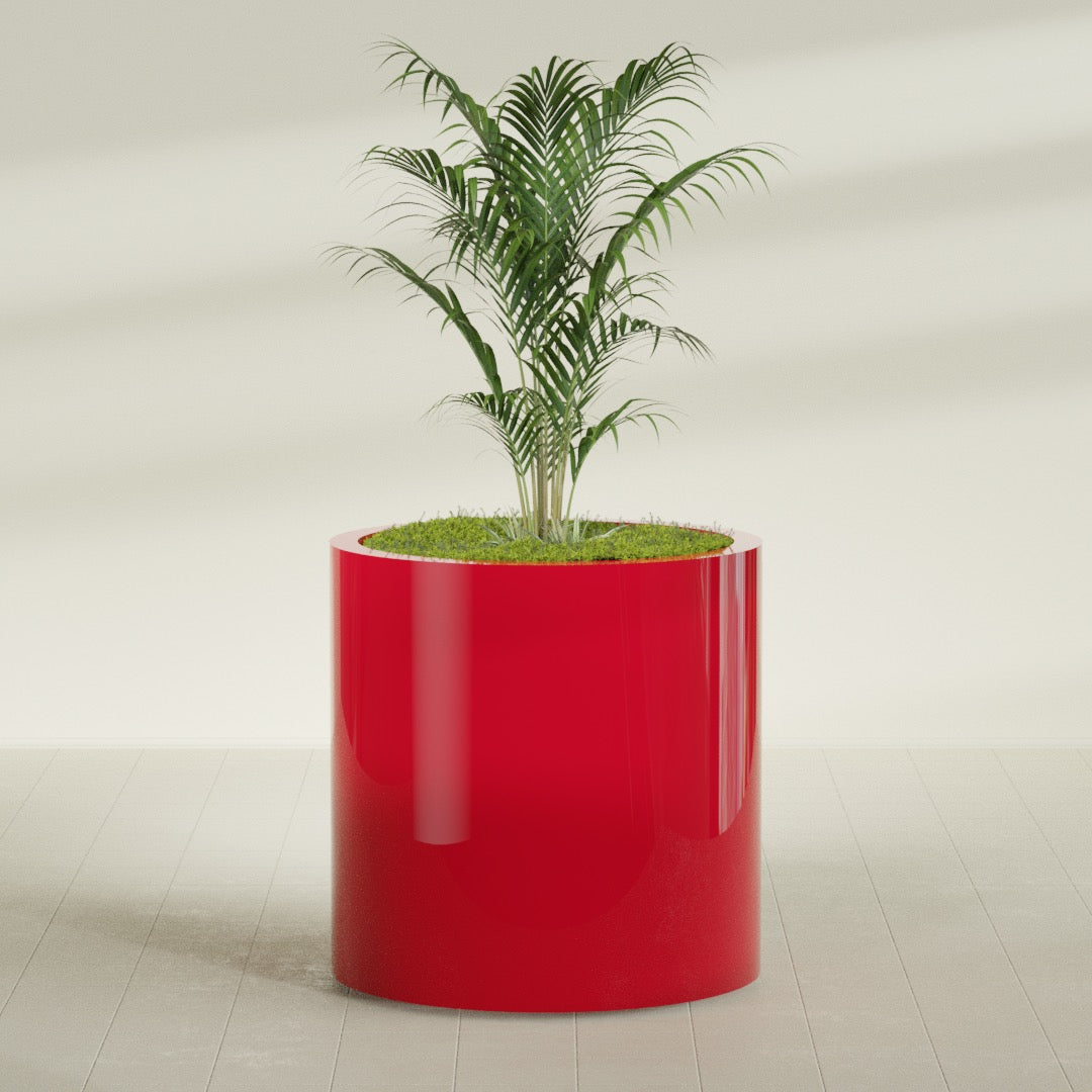 Rio Grande Large Round Fiberglass Planter - 30 in x 30 in x 32 in - Gloss Red - Gloss Red,30 in x 30 in x 32 in