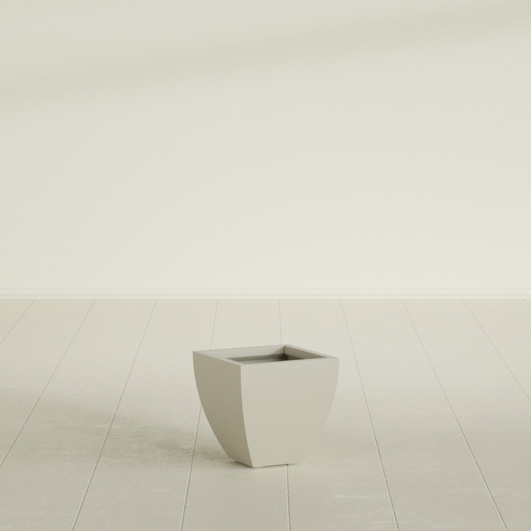 Lima Small Tapered Square Fiberglass Planter - 12 in x 12 in x 12 in - Satin Beige - Satin Beige,12 in x 12 in x 12 in