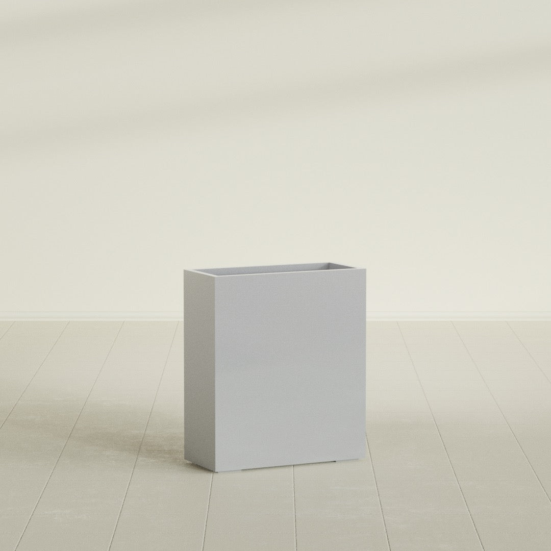 Perth Large Tall Rectangle Fiberglass Planter - 36 in x 16 in x 42 in - Metallic Silver - Metallic Silver,36 in x 16 in x 42 in