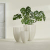 Alicante Medium Round Fiberglass Planter - 26 in x 26 in x 32 in - Satin Beige - Satin Beige,26 in x 26 in x 32 in