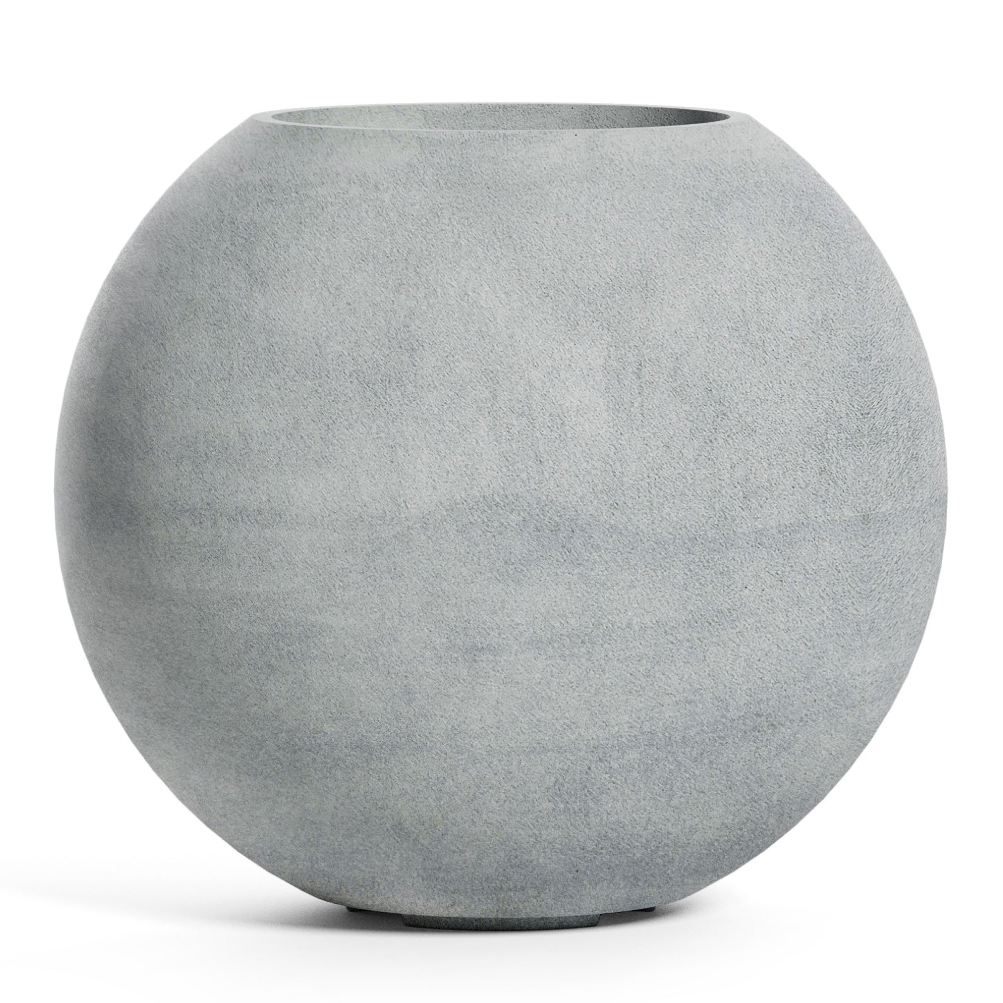 Orbo Globe Sphere Planter – Concrete Stone Finish – Fiberglass Indoor/Outdoor and Weather-Resistant Round Planter (23.5" D x 21" H Exterior, 23.2" D x 20.5" H Interior) - Concrete Stone,23.5 in x 23.5 in x 21 in - Concrete Stone,23.5 in x 23.5 in x 2 - Concrete Stone,23.6 in diam. x 21.1 in