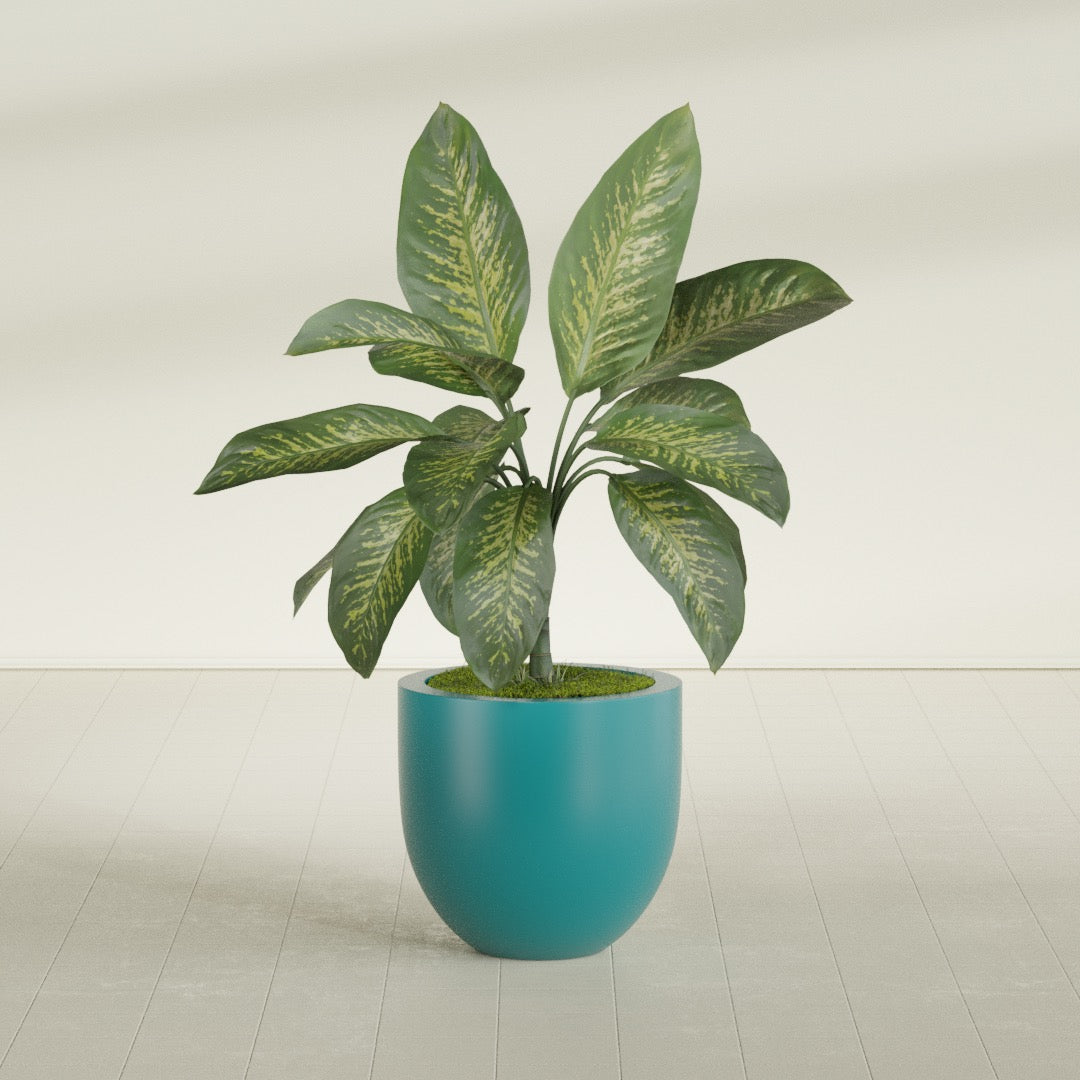 Alzira Medium Round Fiberglass Planter - 23 in x 23 in x 22 in - Satin Sea Foam - Satin Sea Foam,23 in x 23 in x 22 in