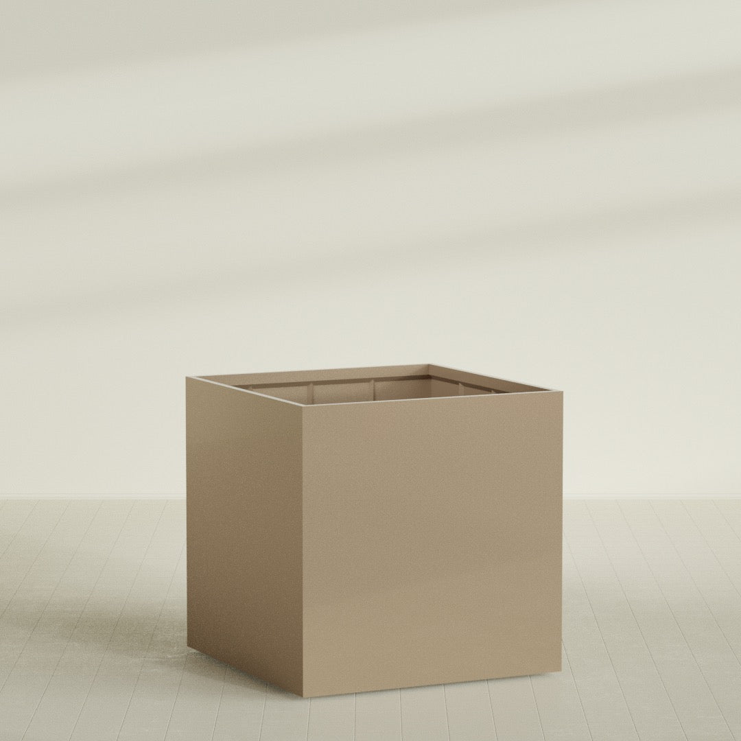 Montroy Extra Large Cube Square Fiberglass Planter - 60 in x 60 in x 60 in - Metallic Gold - Metallic Gold,60 in x 60 in x 60 in