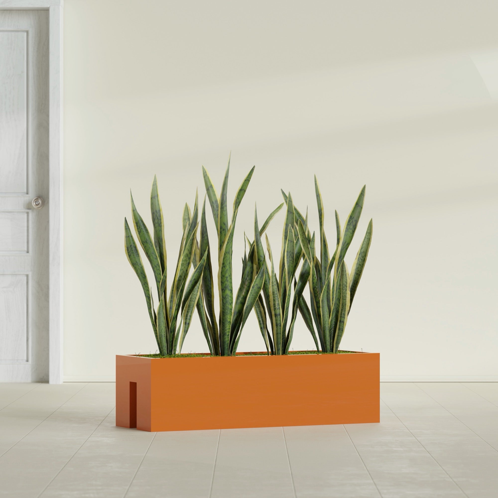 Tiergarden Large Long Over The Railing Rectangle Fiberglass Planter - 36 in x 12 in x 10 in - Gloss Tangerine - Gloss Tangerine,36 in x 12 in x 10 in
