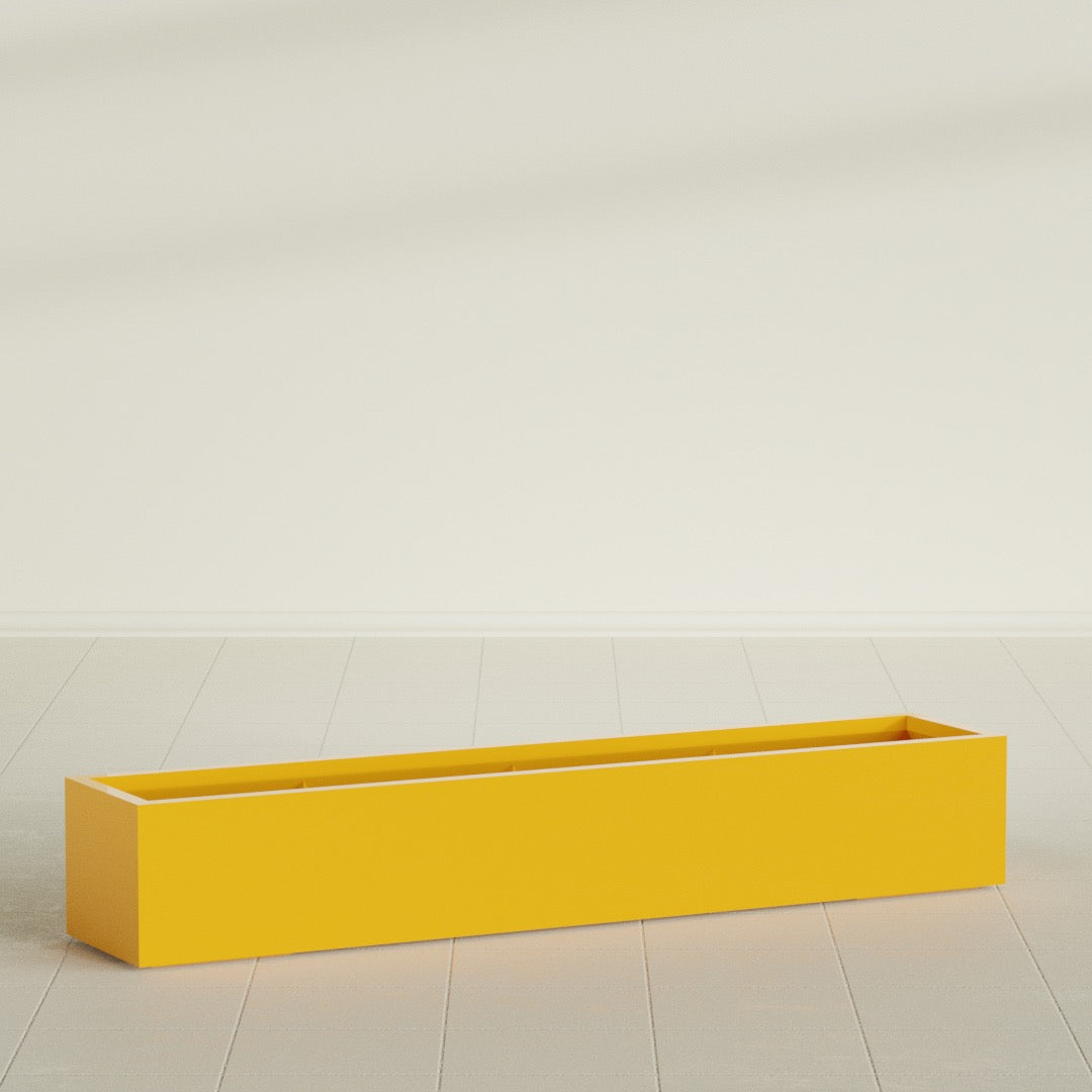 Cuba Extra Large Long Rectangle Fiberglass Planter - 72 in x 14 in x 12 in - Gloss Saffron - Gloss Saffron,72 in x 14 in x 12 in