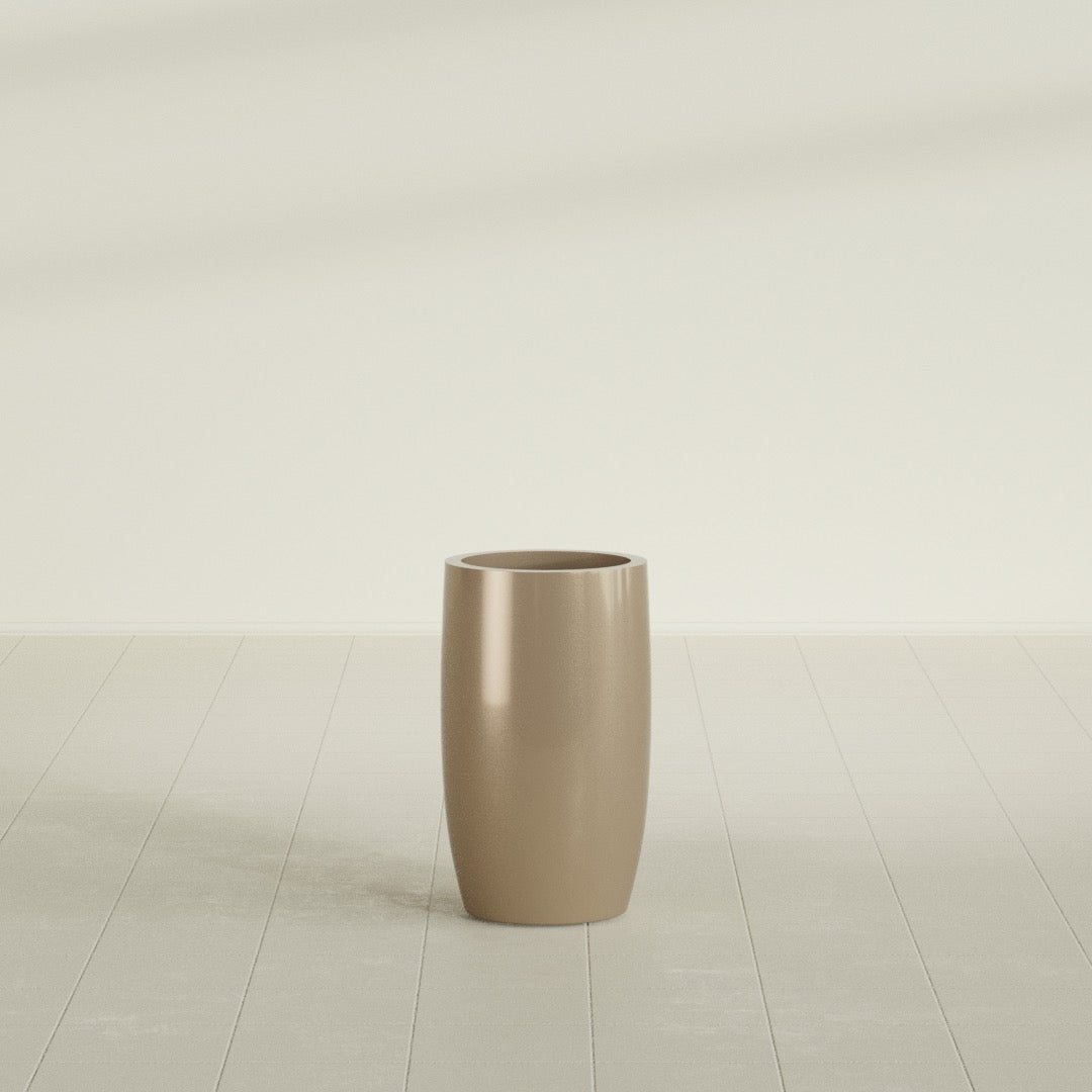 Lisbon Medium Round Fiberglass Planter - 14 in x 14 in x 25 in - Metallic Gold - Metallic Gold,14 in x 14 in x 25 in