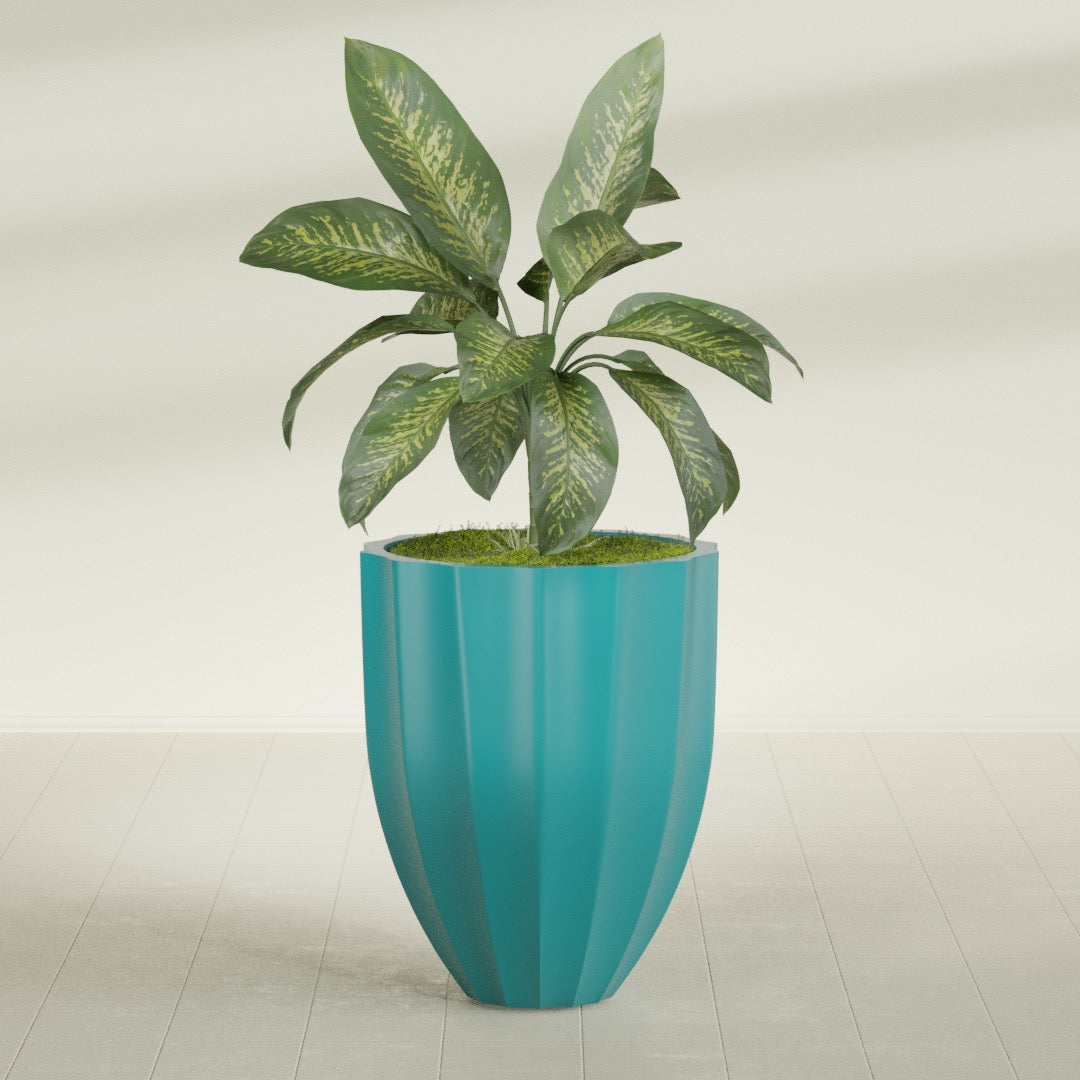 Alicante Medium Round Fiberglass Planter - 26 in x 26 in x 32 in - Satin Sea Foam - Satin Sea Foam,26 in x 26 in x 32 in