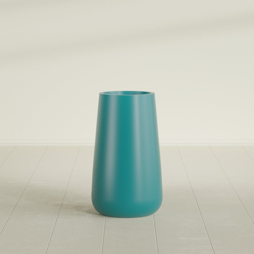Saigon Large Tapered Round Planter - 16 in x 21 in x 36 in - Satin Sea Foam - Satin Sea Foam,16.4 in x 20.7 in x 36 in