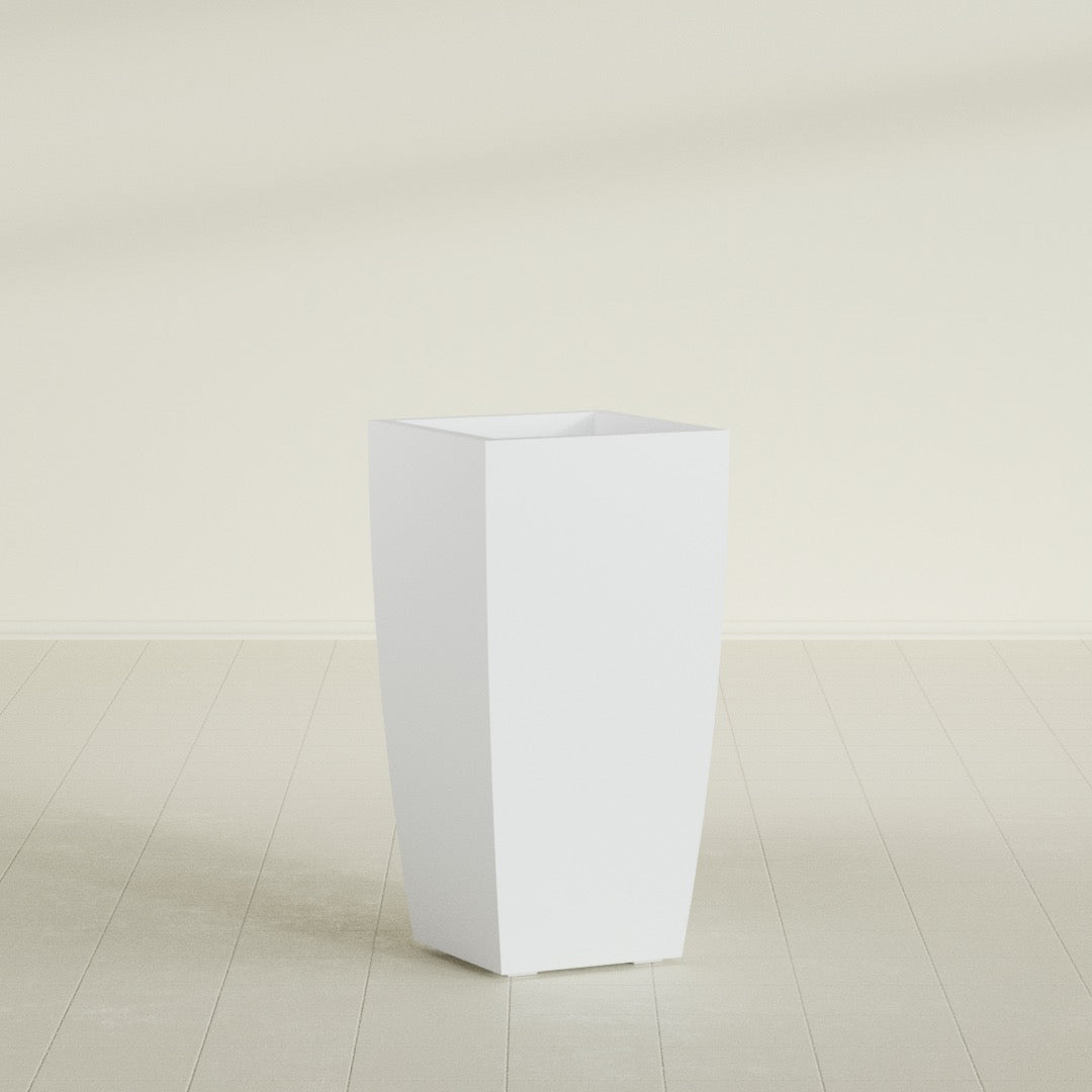 Toulan Large Tall Tapered Square Fiberglass Planter - 18 in x 18 in x 36 in - Gloss White - Gloss White,18 in x 18 in x 36 in