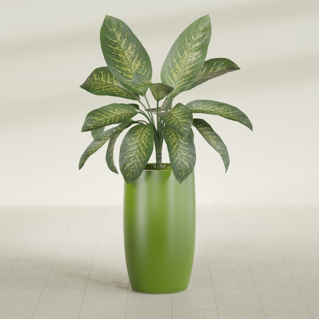 Lisbon Large Round Fiberglass Planter - 18 in x 18 in x 32 in - Satin Green - Satin Green,18 in x 18 in x 32 in