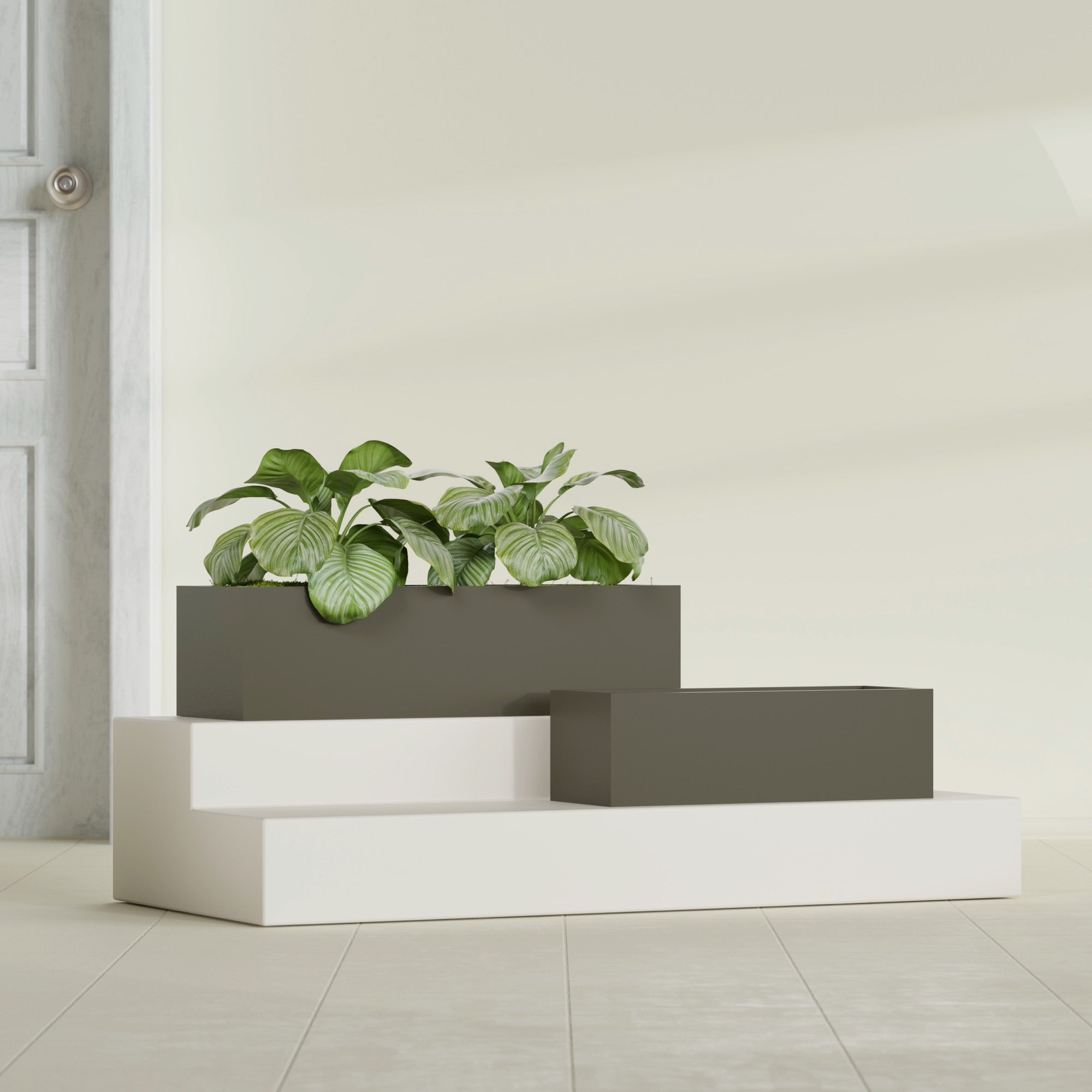 Reade Small Tabletop Rectangle Fiberglass Planter - 18 in x 6.5 in x 5 in - Matte Bronze - Matte Bronze,18.5 in x 6.5 in x 5 in