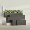 Miami Small Rectangle Fiberglass Planter - 12 in x 12 in x 18 in - Matte Brown - Matte Brown,12 in x 12 in x 18 in