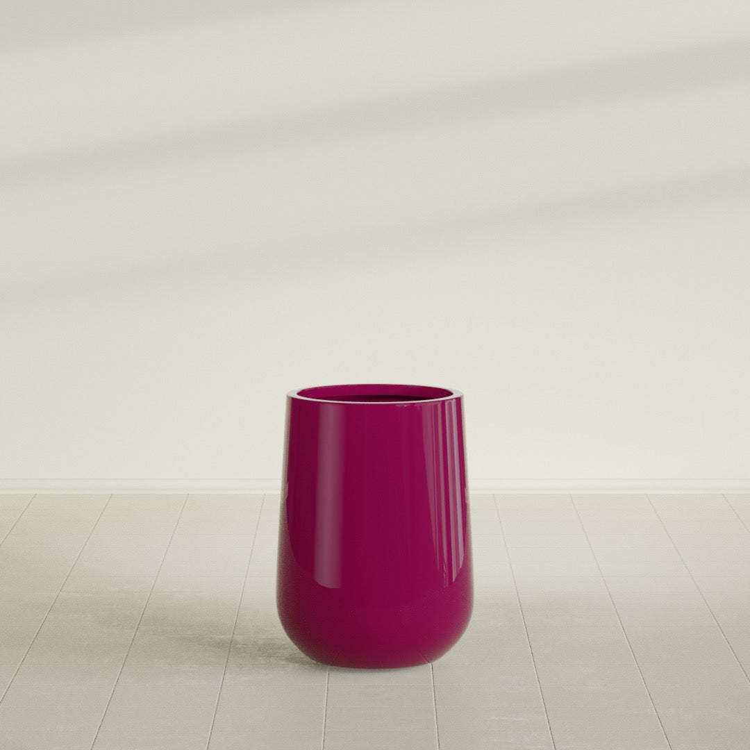 Tall Hayden Medium Round Fiberglass Planter - 15 in x 15 in x 23 in - Gloss Eggplant - Gloss Eggplant,15 in x 15 in x 23 in