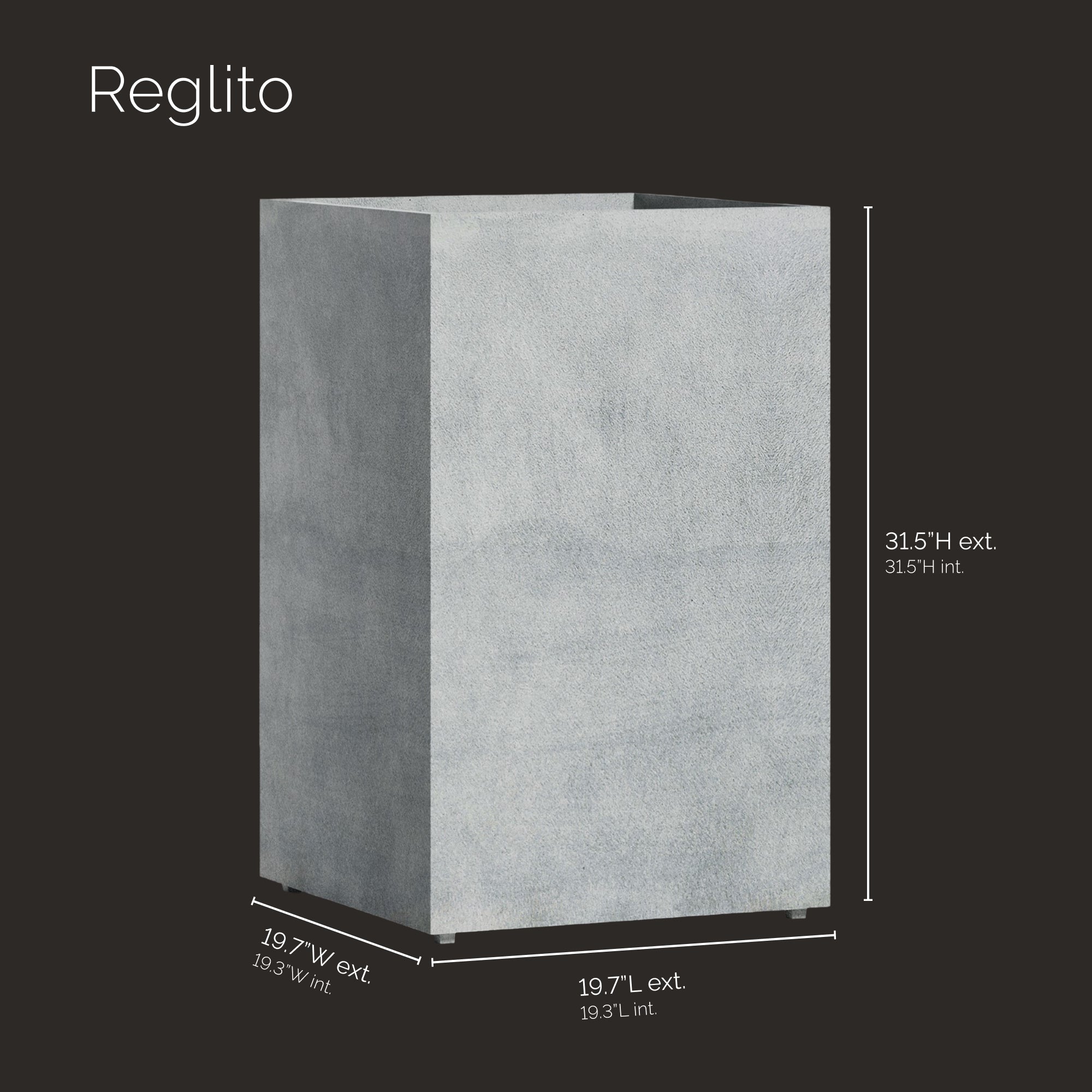 Reglito - 19.7in x 19.7in x 31.5in - Concrete Stone - Concrete Stone,19.75 in x 19.75 in x 31.5 in