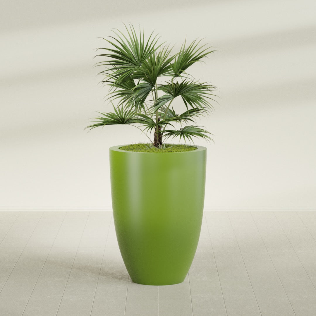 Brannan Large Round Fiberglass Planter - 30 in x 30 in x 41 in - Satin Green - Satin Green,30 in x 30 in x 41 in