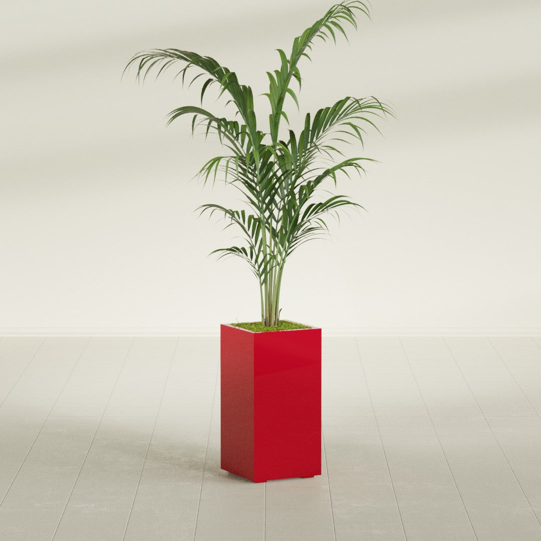 Potsdam Large Tall Rectangle Fiberglass Planter - 16 in x 16 in x 32 in - Gloss Red - Gloss Red,16 in x 16 in x 32 in