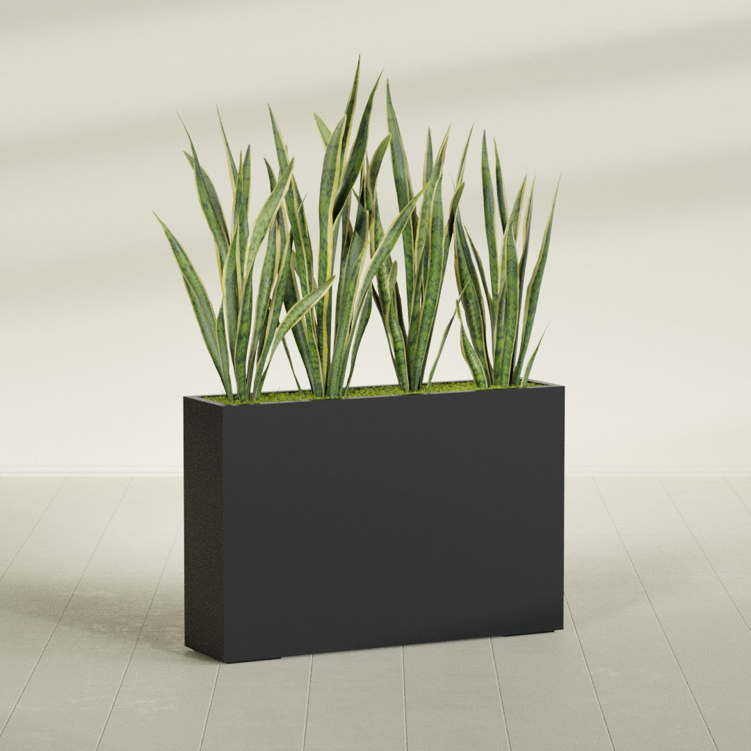 Delray Extra Large Long Rectangle Fiberglass Planter - 48 in x 12 in x 32 in - Matte Black - Matte Black,48 in x 12 in x 32 in