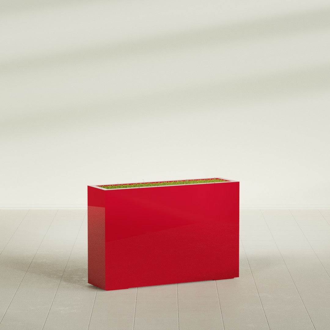 Milano Large Narrow Rectangle Fiberglass Planter - 36 in x 10 in x 24 in - Gloss Red - Gloss Red,36 in x 10 in x 24 in