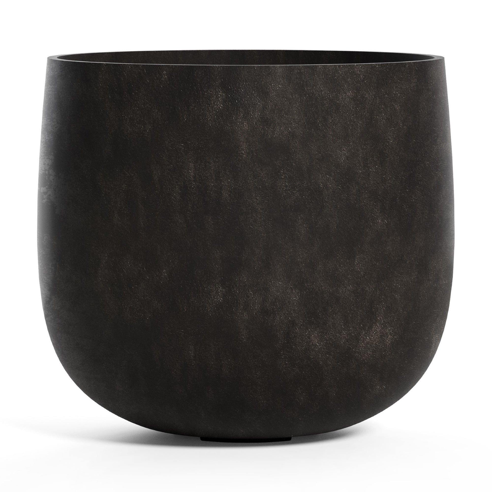 Mondo Large Planter – Brown Stone Finish – Fiberglass Indoor/Outdoor and Weather-Resistant Round Planter (39.5" D x 39.5" H Exterior, 37.8" D x 39.5" H Interior) - Brown Stone,39.5 in x 39.5 in x 39.5 in