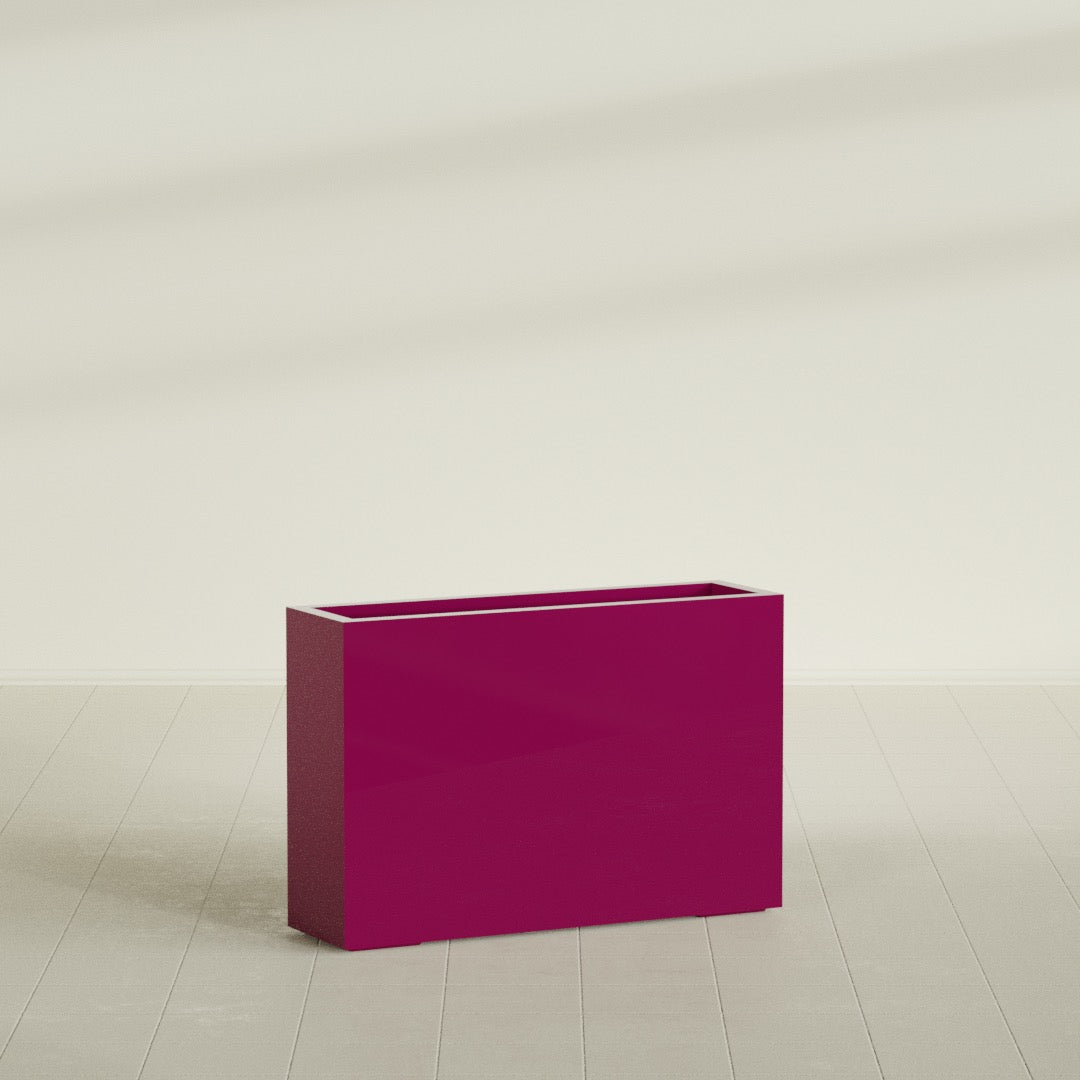 Milano Large Narrow Rectangle Fiberglass Planter - 36 in x 10 in x 24 in - Gloss Eggplant - Gloss Eggplant,36 in x 10 in x 24 in