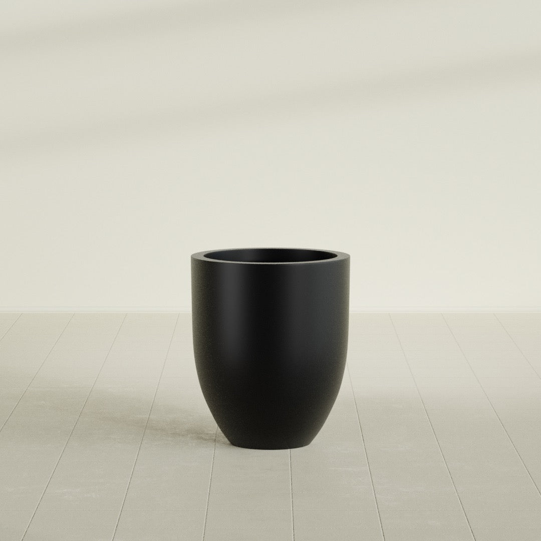 Valencia Medium Round Fiberglass Planter - 20 in x 20 in x 23 in - Matte Black - Matte Black,20 in x 20 in x 23 in