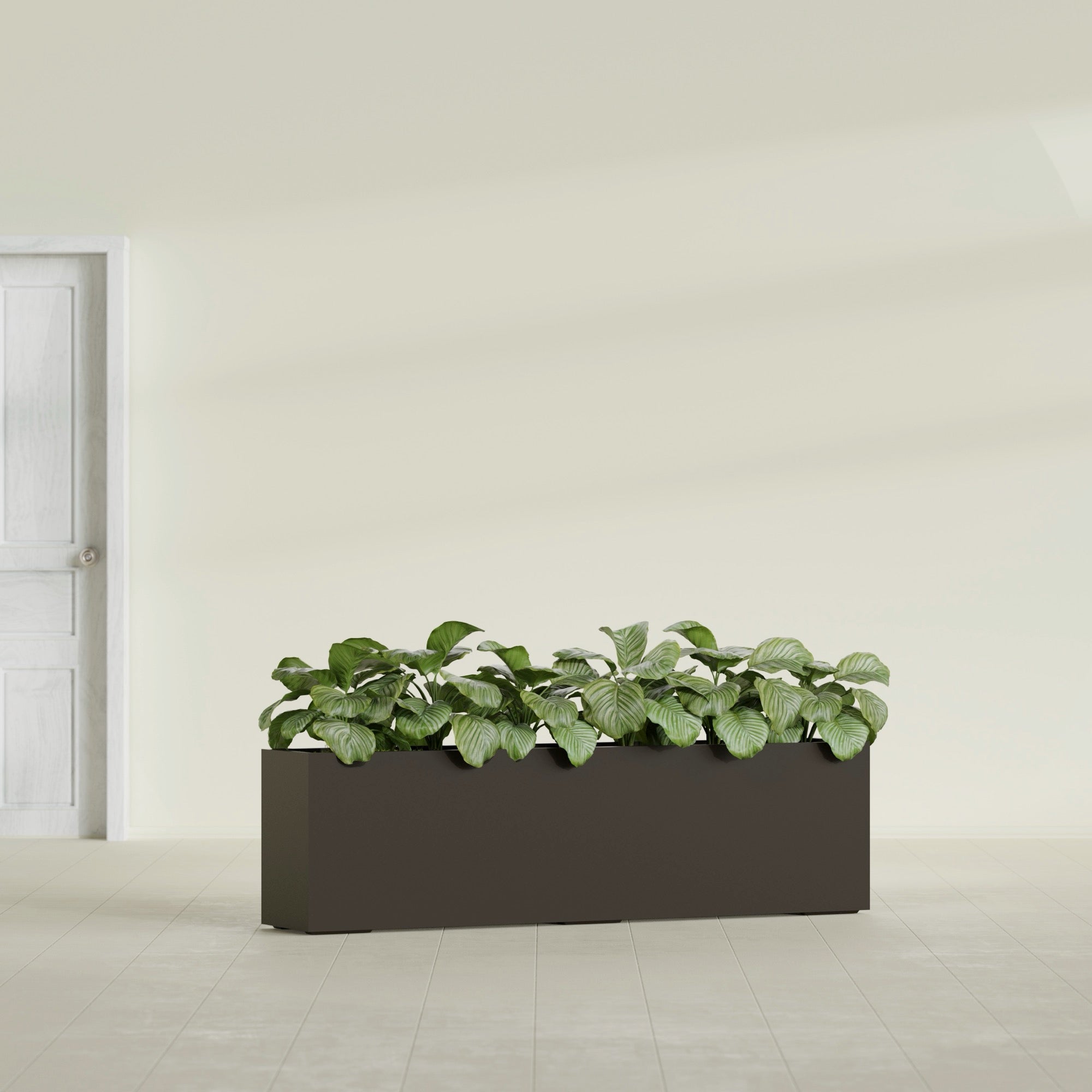 Hudson Extra Large Long Rectangle Fiberglass Planter - 100 in x 18 in x 28 in - Matte Brown - Matte Brown,100 in x 18 in x 28 in