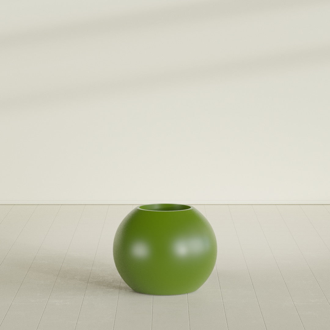 Globe Medium Sphere Fiberglass Planter - 24 in x 24 in x 19 in - Satin Green - Satin Green,24 in x 24 in x 20 in