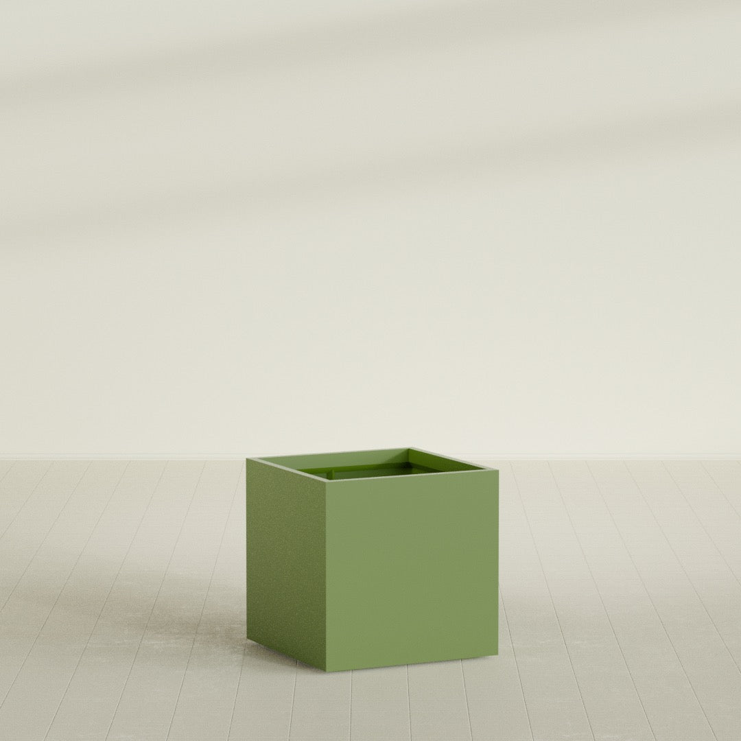 Montroy Large Cube Square Fiberglass Planter - 32 in x 32 in x 32 in - Satin Green - Satin Green,32 in x 32 in x 32 in