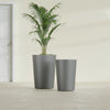 Tegel Medium Round Fiberglass Planter - 18 in x 18 in x 26 in - Metallic Gunmetal - Metallic Gunmetal,18 in x 18 in x 26 in