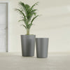 Tegel Large Round Fiberglass Planter - 22 in x 22 in x 30 in - Metallic Gunmetal - Metallic Gunmetal,22 in x 22 in x 30 in