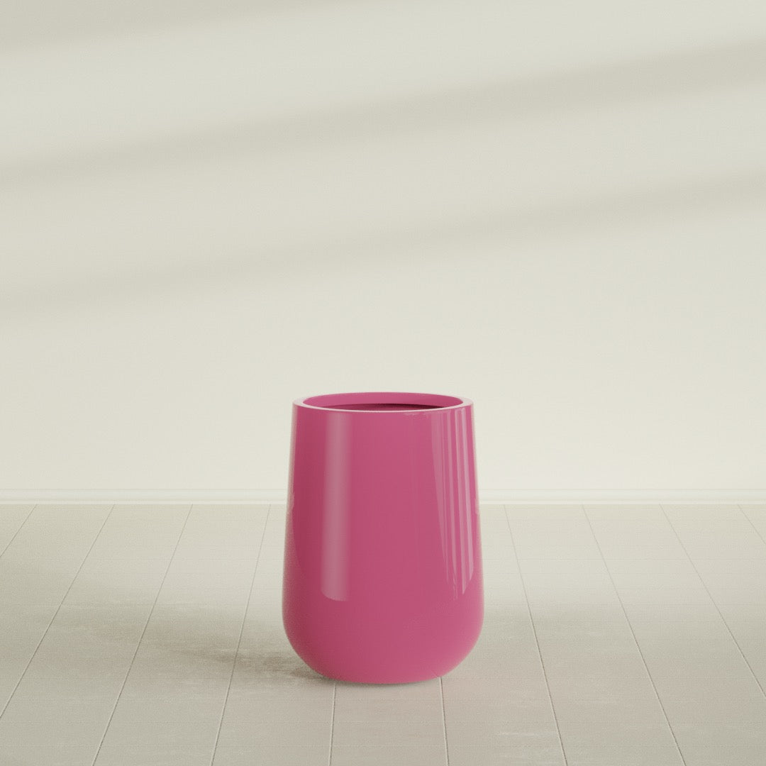 Tall Hayden Medium Round Fiberglass Planter - 15 in x 15 in x 23 in - Gloss Pink Violet - Gloss Pink Violet,15 in x 15 in x 23 in