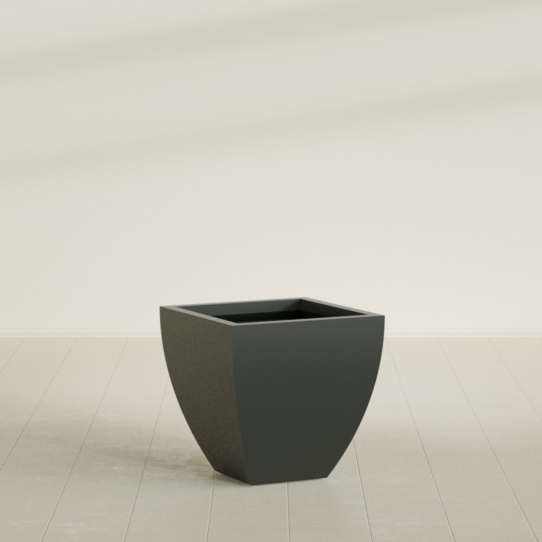 Lima Medium Tapered Square Fiberglass Planter - 24 in x 24 in x 24 in - Matte Charcoal - Matte Charcoal,24 in x 24 in x 24 in