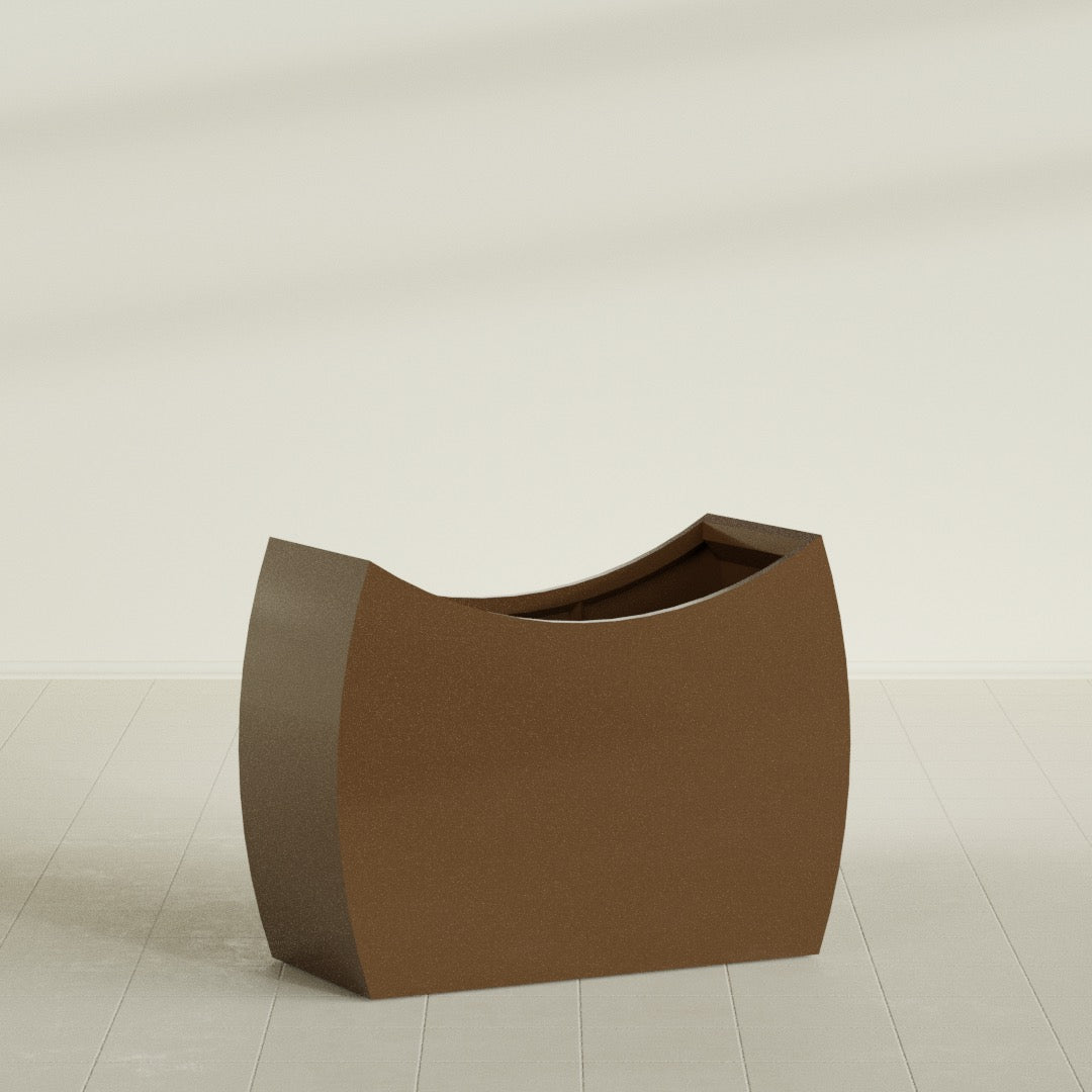 Seoul Extra Large Curved Abstract Fiberglass Planter - 48 in x 20 in x 36 in - Metallic Bronze - Metallic Bronze,48 in x 20 in x 36 in