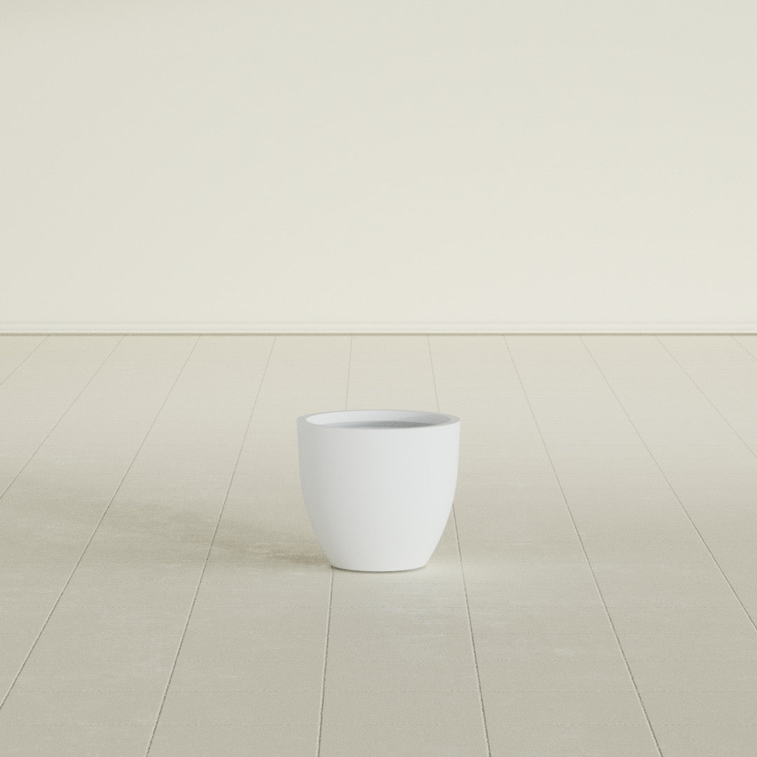 Wannsee Small Round Fiberglass Planter - 15 in x 15 in x 13 in - Gloss White - Gloss White,15 in x 15 in x 13 in