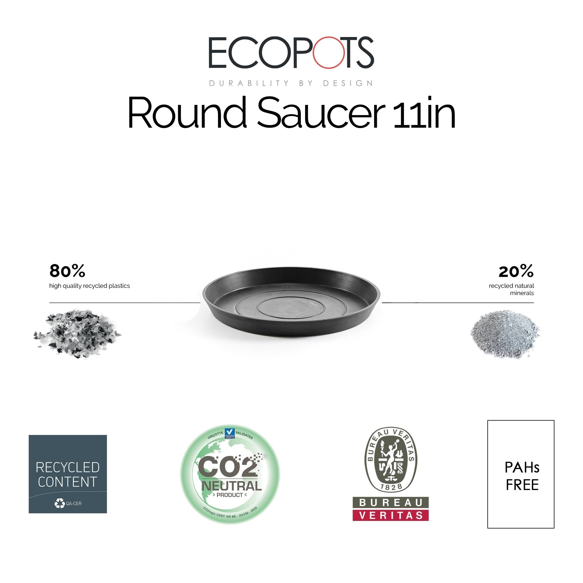 Small Round Saucer - 11.5 in x 11.5 in x 1.3 in - Dark Grey - Dark Grey,11.5 in x 11.5 in x 1.25 in