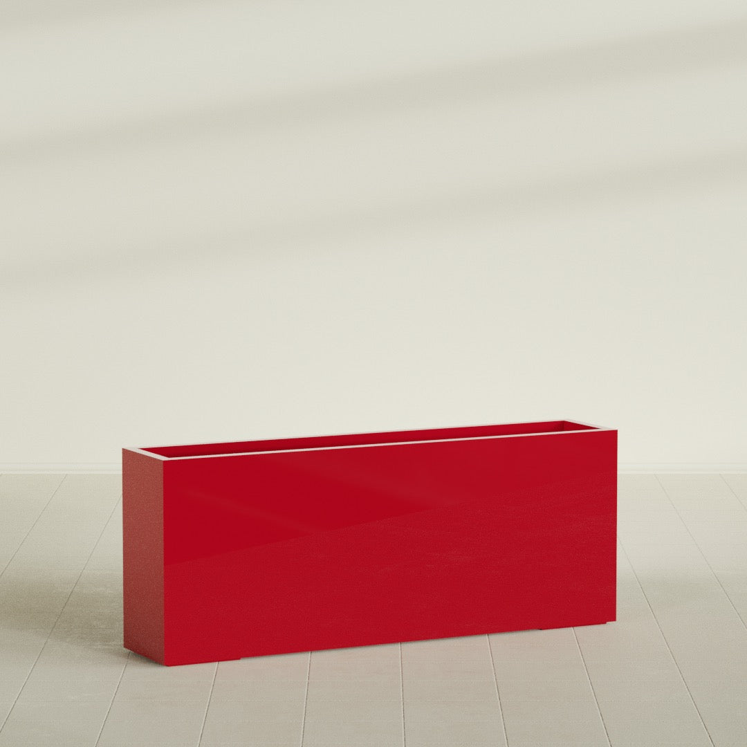Hollywood Extra Large Narrow Rectangle Fiberglass Planter - 60 in x 12 in x 24 in - Gloss Red - Gloss Red,60 in x 12 in x 24 in