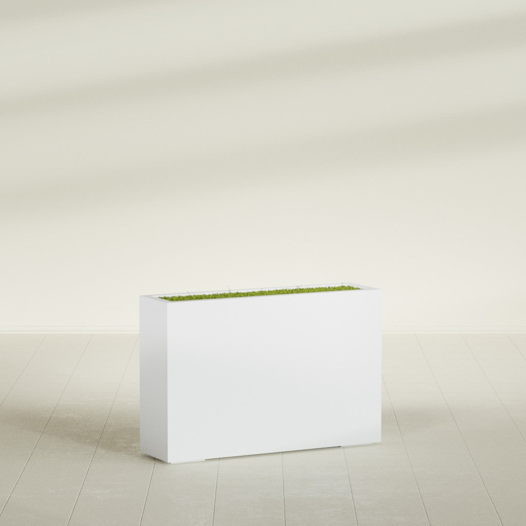 Milano Large Narrow Rectangle Fiberglass Planter - 36 in x 10 in x 24 in - Gloss White - Gloss White,36 in x 10 in x 24 in
