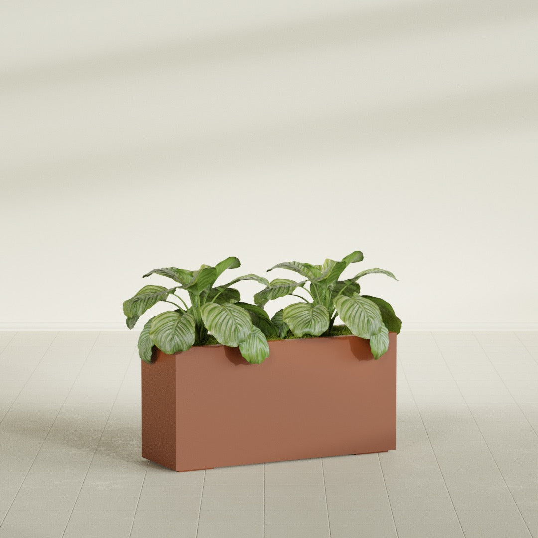 Miami Large Narrow Rectangle Fiberglass Planter - 36 in x 12 in x 18 in - Matte Terracotta - Matte Terracotta,36 in x 12 in x 18 in