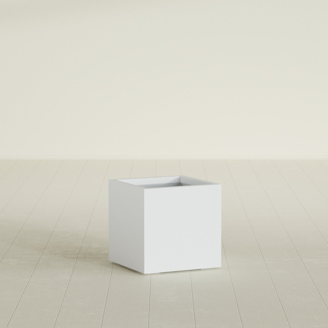 Montroy Medium Cube Square Fiberglass Planter - 20 in x 20 in x 20 in - Gloss White - Gloss White,20 in x 20 in x 20 in