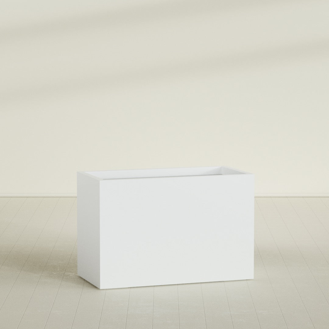 Brisbane Extra Large Long Rectangle Fiberglass Planter - 48 in x 24 in x 32 in - Matte White - Matte White,48 in x 24 in x 32 in