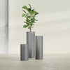 Corry Large Tall Cylinder Fiberglass Planter - 10 in x 10 in x 30 in - Metallic Gunmetal - Metallic Gunmetal,10 in x 10 in x 30 in