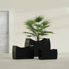 Seoul Extra Large Curved Abstract Fiberglass Planter - 48 in x 20 in x 36 in - Gloss Black - Gloss Black,48 in x 20 in x 36 in