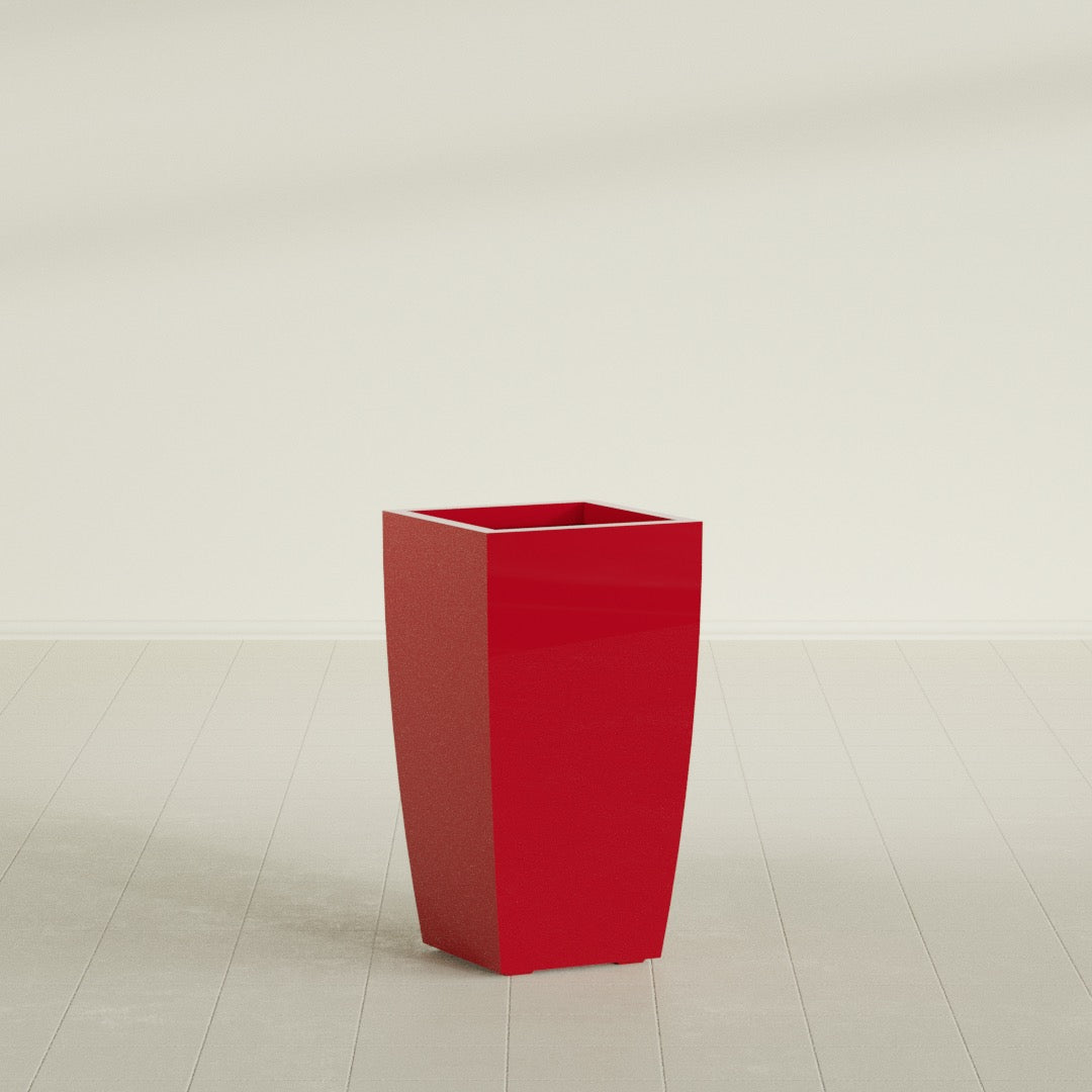 Toulan Large Tall Tapered Square Fiberglass Planter - 16 in x 16 in x 30 in - Gloss Red - Gloss Red,16 in x 16 in x 30 in