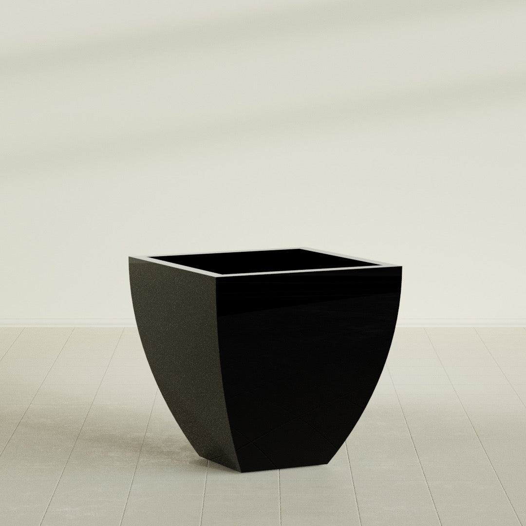 Lima Large Tapered Square Fiberglass Planter - 30 in x 30 in x 30 in - Gloss Black - Gloss Black,30 in x 30 in x 30 in