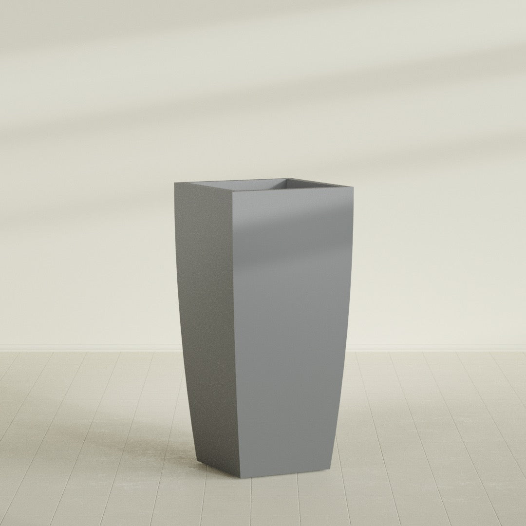 Toulan Extra Large Tall Tapered Square Fiberglass Planter - 28 in x 28 in x 60 in - Metallic Gunmetal - Metallic Gunmetal,28 in x 28 in x 60 in