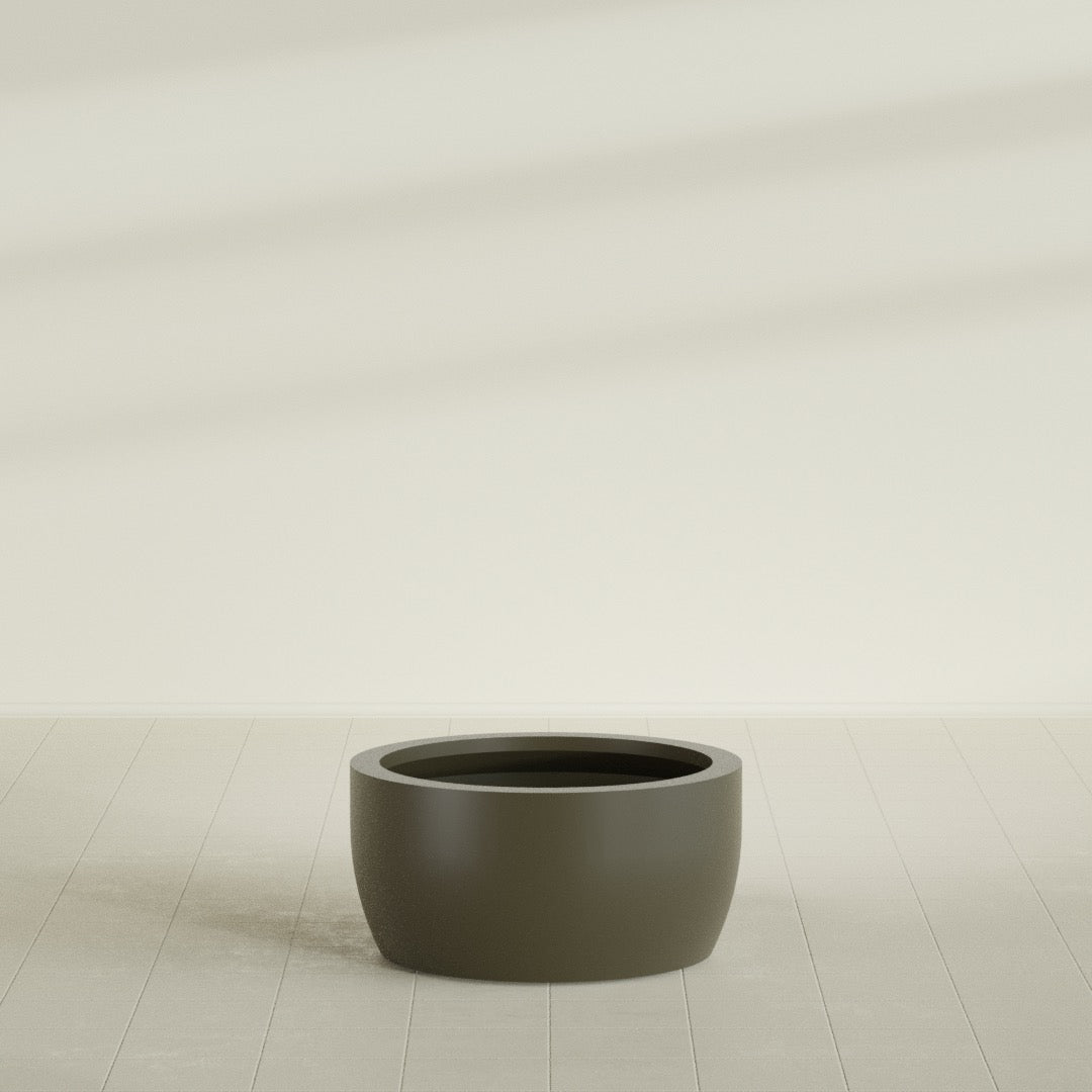 Casablanca Large Round Low Bowl Fiberglass Planter - 30 in x 30 in x 15 in - Matte Bronze - Matte Bronze,30 in x 30 in x 15 in
