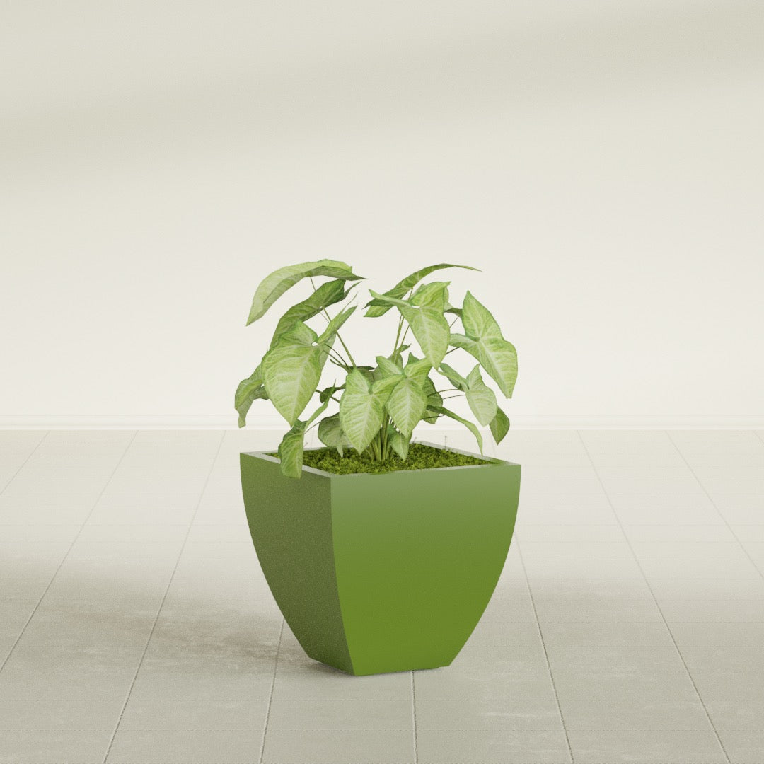 Lima Small Tapered Square Fiberglass Planter - 16 in x 16 in x 16 in - Satin Green - Satin Green,16 in x 16 in x 16 in