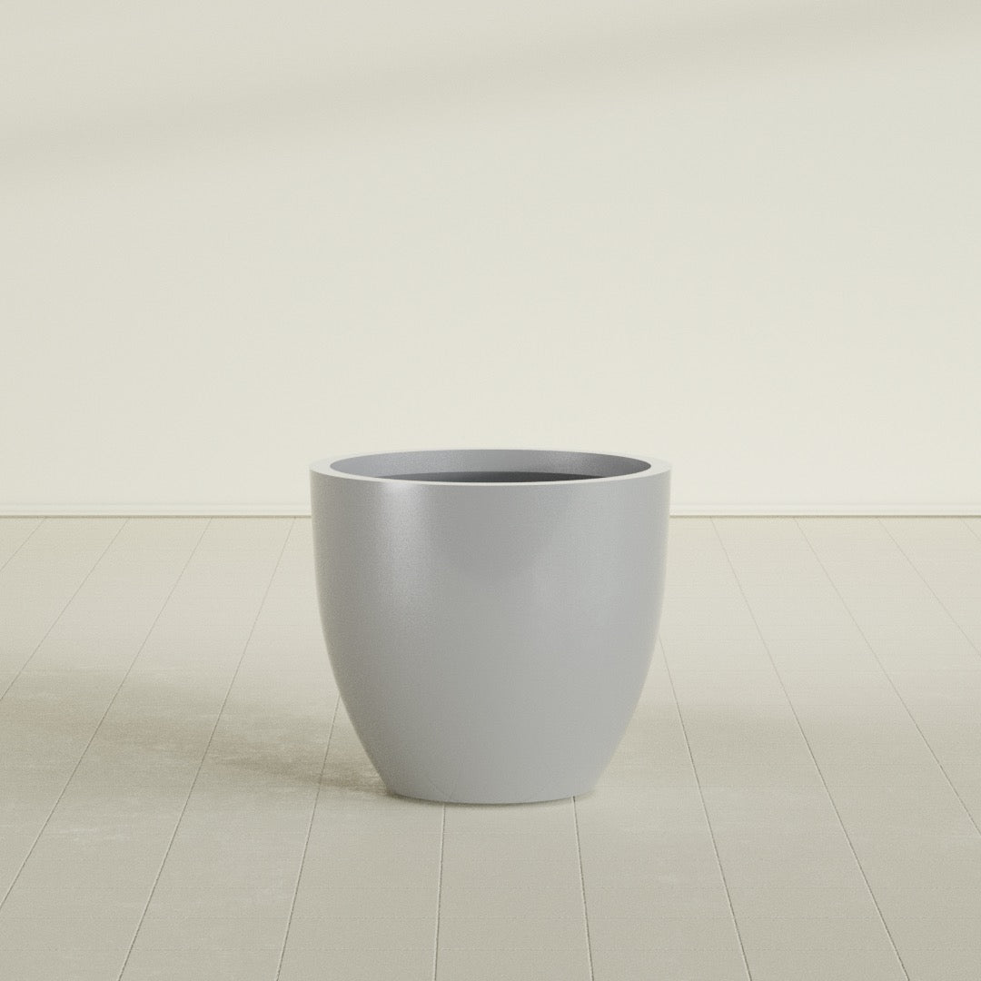 Wannsee Large Round Fiberglass Planter - 33 in x 33 in x 29 in - Metallic Silver - Metallic Silver,33 in x 33 in x 29 in