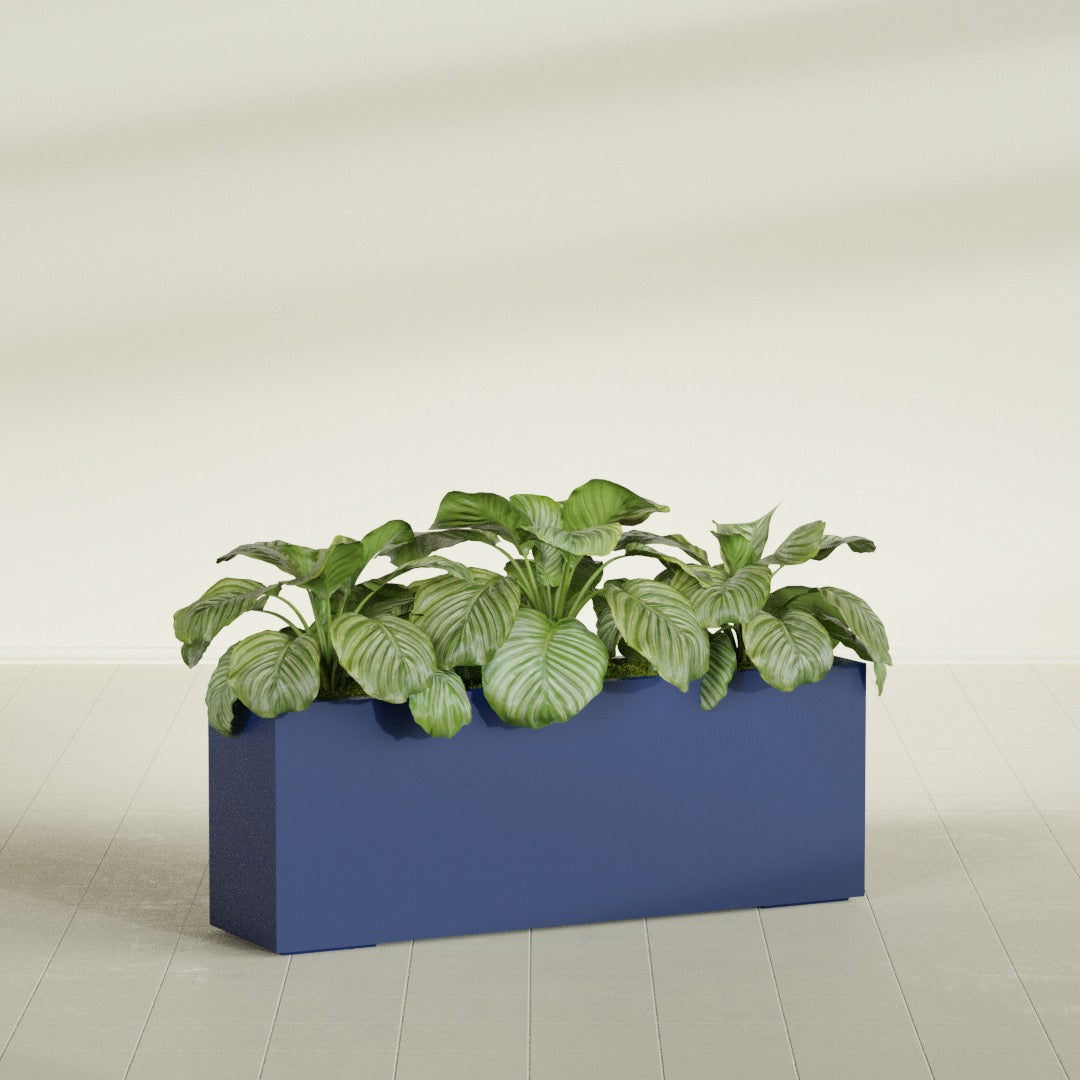 Miami Extra Large Narrow Rectangle Fiberglass Planter - 48 in x 12 in x 18 in - Matte Cobalt Blue - Matte Cobalt Blue,48 in x 12 in x 18 in