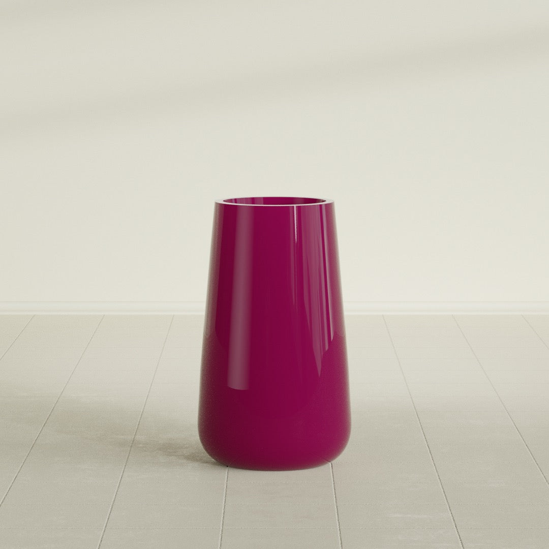 Saigon Large Tapered Round Planter - 16 in x 21 in x 36 in - Gloss Eggplant - Gloss Eggplant,16.4 in x 20.7 in x 36 in